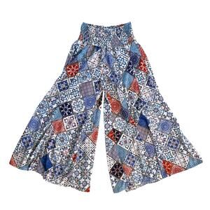 Karma Highway Palazzo Pants Wide Leg Smocked Elastic Waist OS